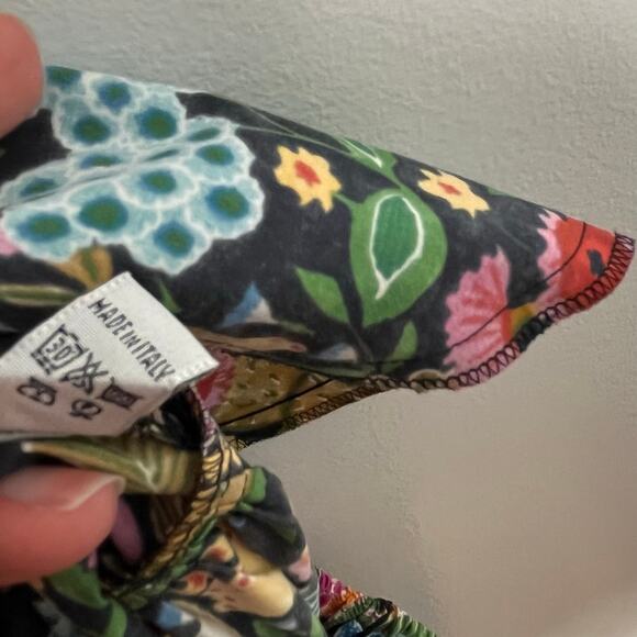 La Double J Tiered Maxi Skirt XL Black Floral Colorful Cotton Pockets Mantero - Picture 10 of 12